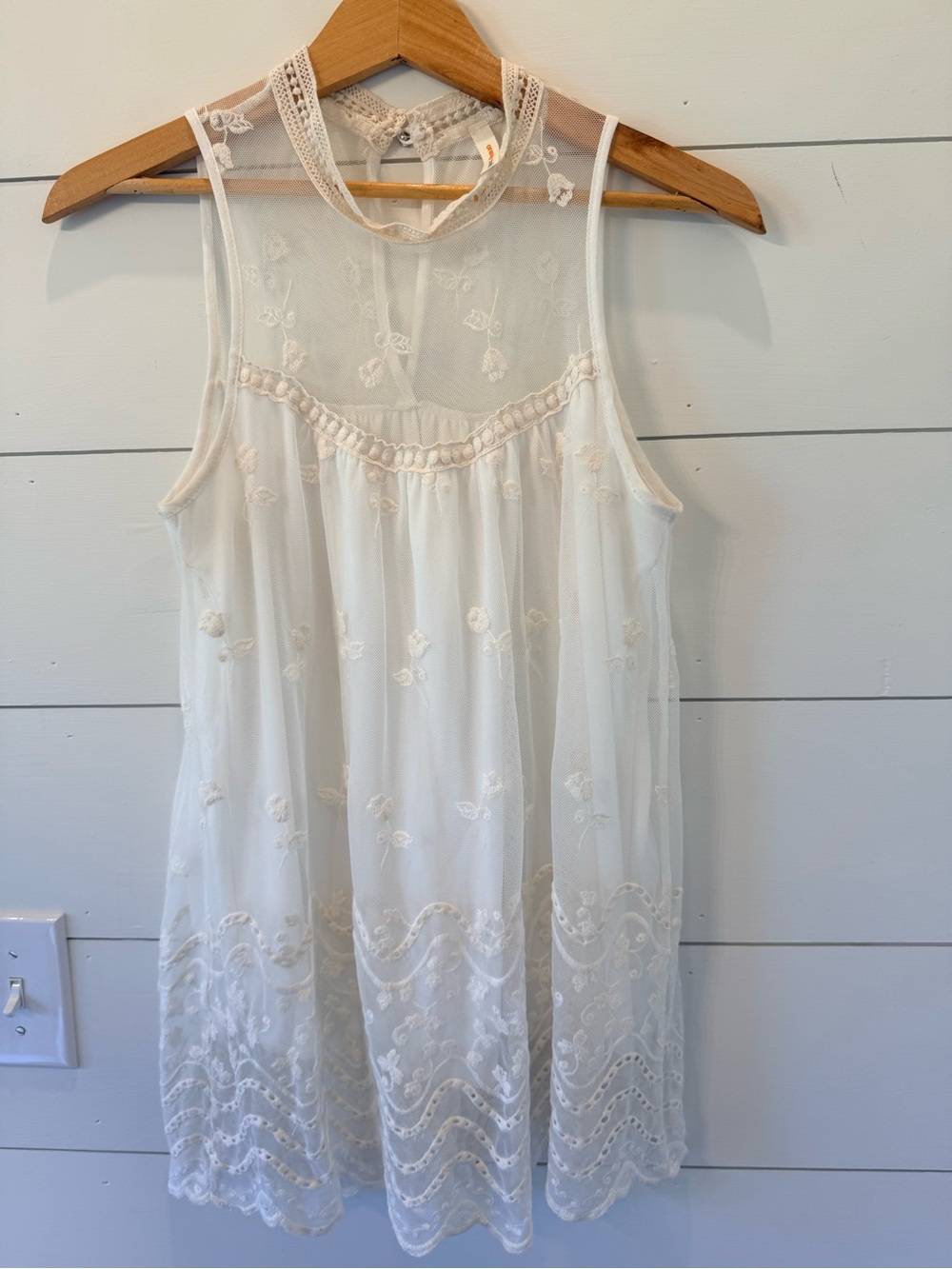 Orange Creek Cream Mesh  Sleeveless Top
